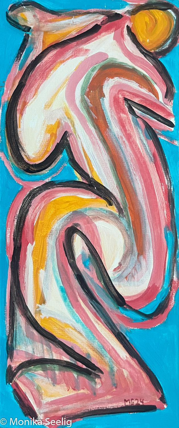 Marie - gouache auf Leinwand kaschiert , 50x21cm , 2024 , (KA2024001)