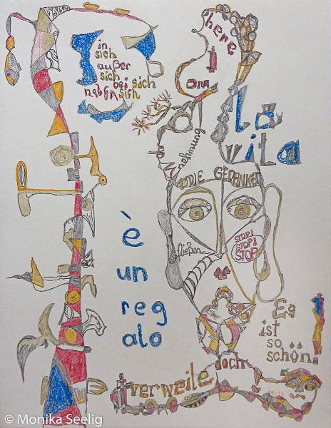 Il regalo - pencil + crayon , 31x24cm , 2017 , (DP2017011)