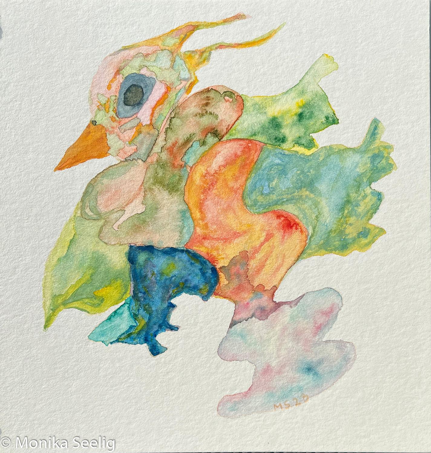 I come from far. - watercolor , 19x19cm , 2023 , (AQ202308003_19x19)