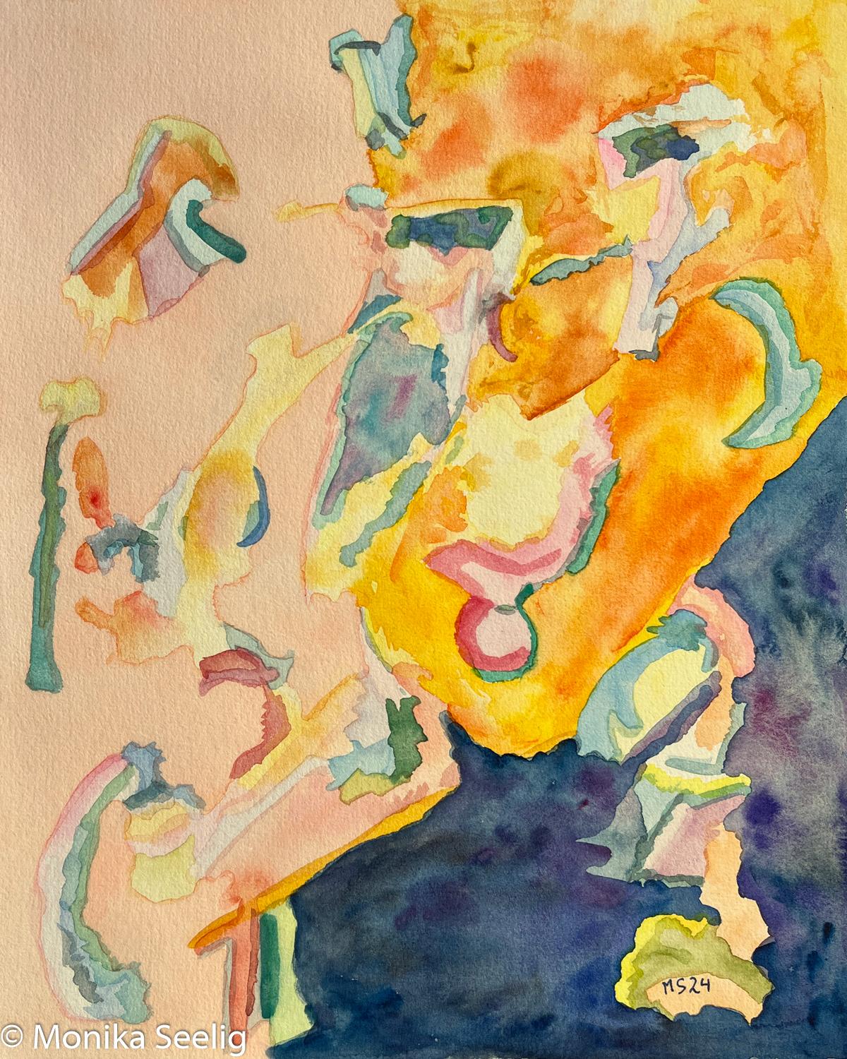 It is going on - watercolor , 30x24cm , 2024 , (AQ2024061901)