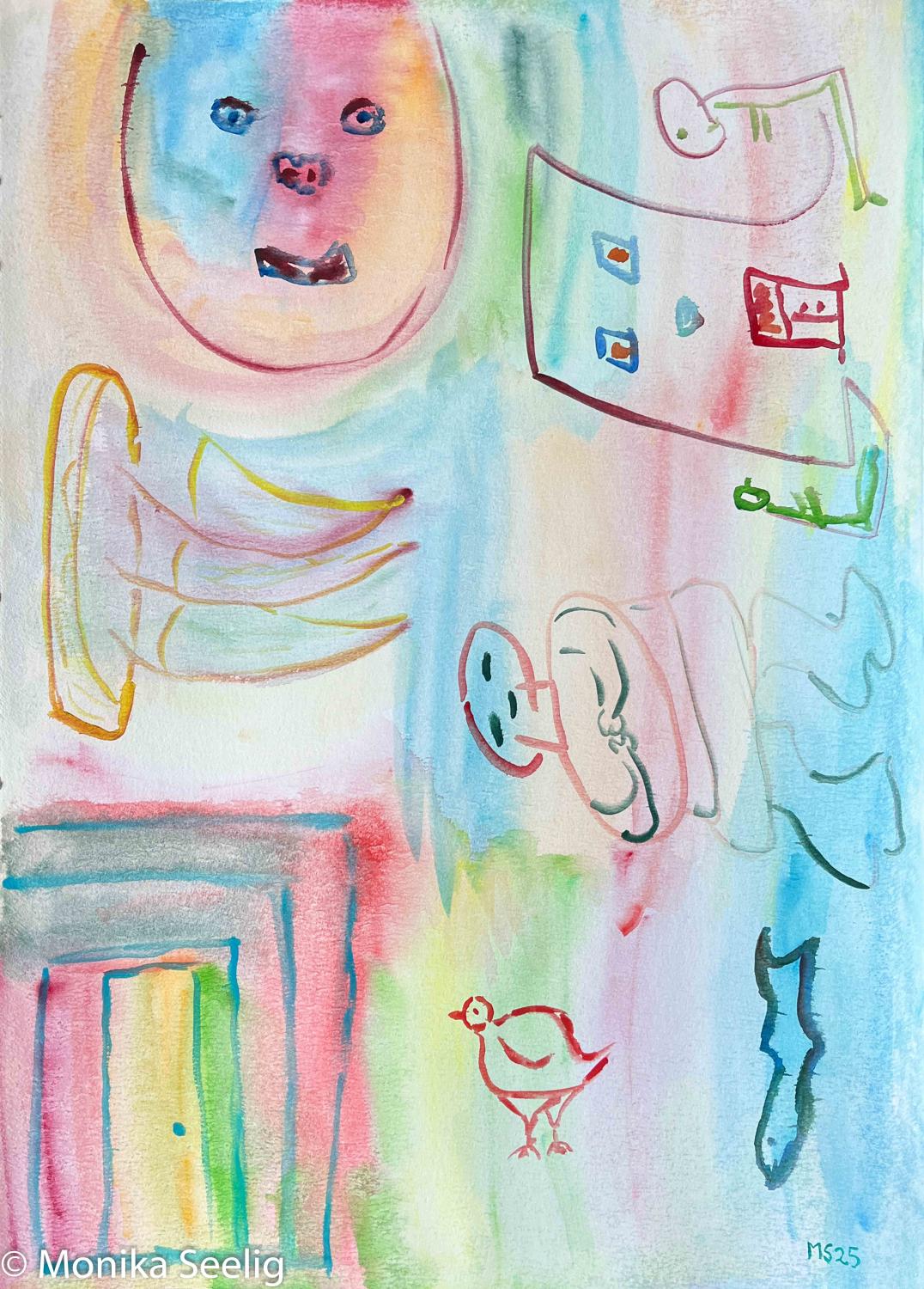 Kind of Remembering - watercolor , 78x56cm , 2025 , (AQ2025080103)